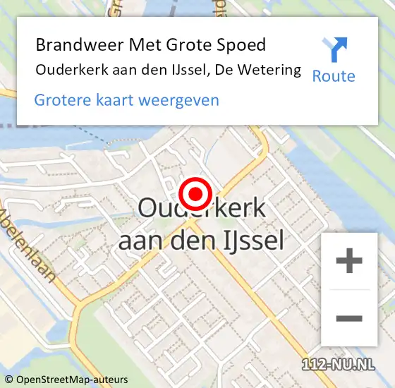 Locatie op kaart van de 112 melding: Brandweer Met Grote Spoed Naar Ouderkerk aan den IJssel, De Wetering op 2 maart 2017 13:04