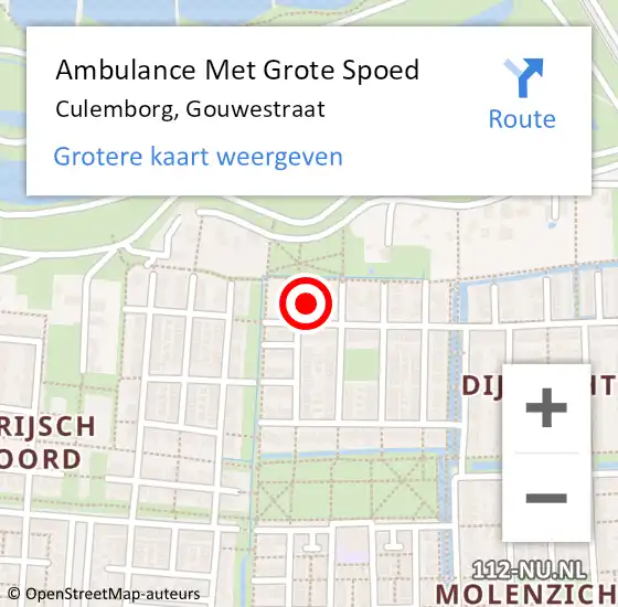 Locatie op kaart van de 112 melding: Ambulance Met Grote Spoed Naar Culemborg, Gouwestraat op 2 maart 2017 13:14