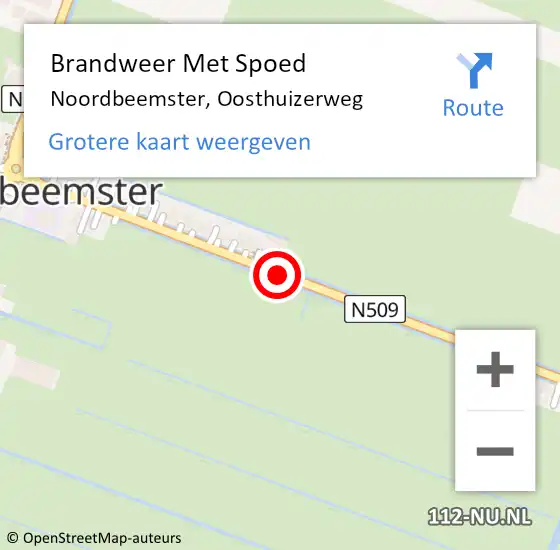 Locatie op kaart van de 112 melding: Brandweer Met Spoed Naar Noordbeemster, Oosthuizerweg op 2 maart 2017 13:27