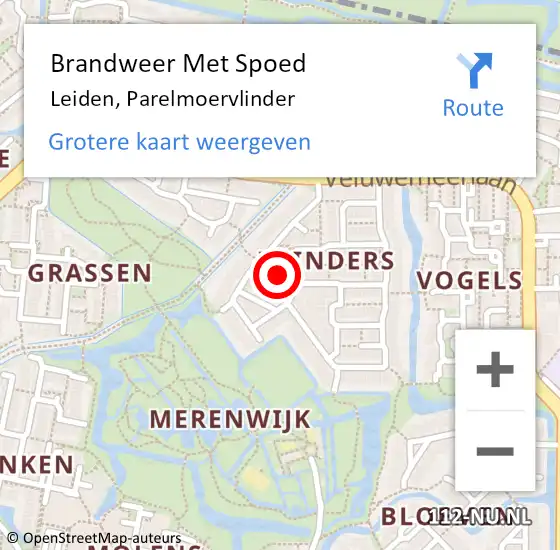 Locatie op kaart van de 112 melding: Brandweer Met Spoed Naar Leiden, Parelmoervlinder op 2 maart 2017 13:30