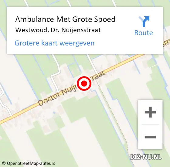 Locatie op kaart van de 112 melding: Ambulance Met Grote Spoed Naar Westwoud, Dr. Nuijensstraat op 2 maart 2017 13:31