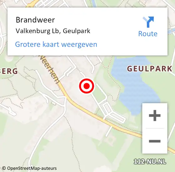 Locatie op kaart van de 112 melding: Brandweer Valkenburg Lb, Geulpark op 12 januari 2014 21:13