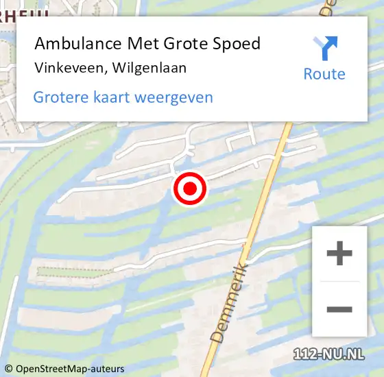 Locatie op kaart van de 112 melding: Ambulance Met Grote Spoed Naar Vinkeveen, Wilgenlaan op 2 maart 2017 14:44