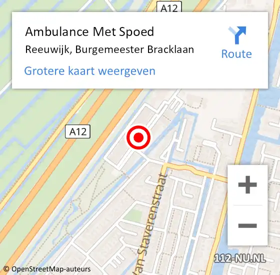 Locatie op kaart van de 112 melding: Ambulance Met Spoed Naar Reeuwijk, Burgemeester Bracklaan op 2 maart 2017 14:58