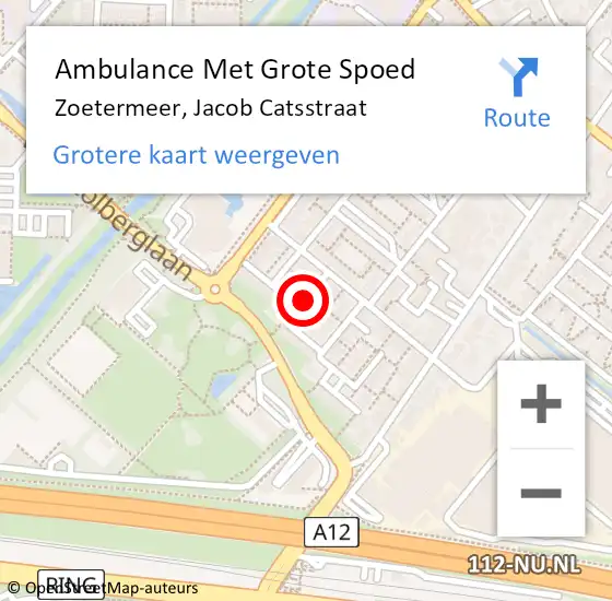 Locatie op kaart van de 112 melding: Ambulance Met Grote Spoed Naar Zoetermeer, Jacob Catsstraat op 2 maart 2017 15:30