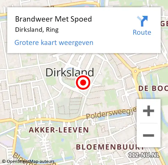 Locatie op kaart van de 112 melding: Brandweer Met Spoed Naar Dirksland, Ring op 2 maart 2017 15:43