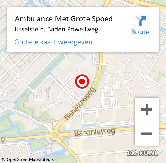 Locatie op kaart van de 112 melding: Ambulance Met Grote Spoed Naar IJsselstein, Baden Powellweg op 2 maart 2017 15:56