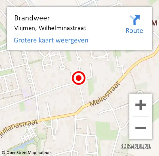 Locatie op kaart van de 112 melding: Brandweer Vlijmen, Wilhelminastraat op 2 maart 2017 16:06