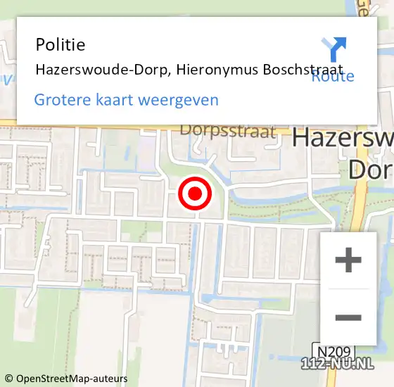 Locatie op kaart van de 112 melding: Politie Hazerswoude-Dorp, Hieronymus Boschstraat op 2 maart 2017 16:09