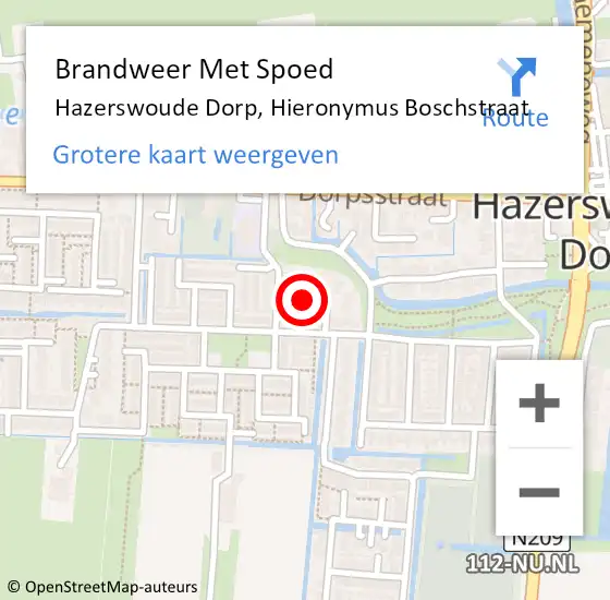 Locatie op kaart van de 112 melding: Brandweer Met Spoed Naar Hazerswoude Dorp, Hieronymus Boschstraat op 2 maart 2017 16:10