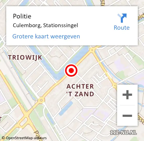 Locatie op kaart van de 112 melding: Politie Culemborg, Stationssingel op 2 maart 2017 16:24