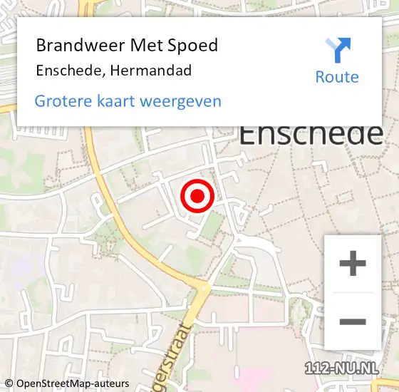 Locatie op kaart van de 112 melding: Brandweer Met Spoed Naar Enschede, Hermandad op 2 maart 2017 16:30