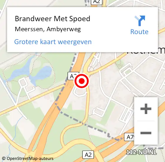 Locatie op kaart van de 112 melding: Brandweer Met Spoed Naar Meerssen, Ambyerweg op 2 maart 2017 16:47