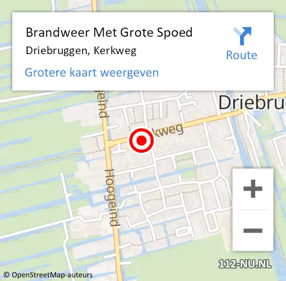 Locatie op kaart van de 112 melding: Brandweer Met Grote Spoed Naar Driebruggen, Kerkweg op 12 januari 2014 21:50