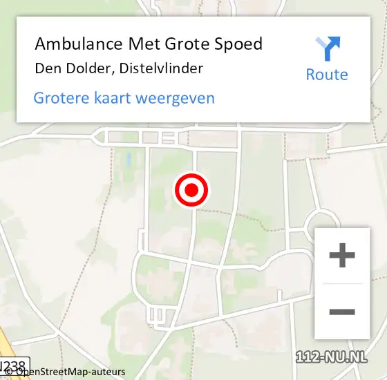 Locatie op kaart van de 112 melding: Ambulance Met Grote Spoed Naar Den Dolder, Distelvlinder op 2 maart 2017 17:58