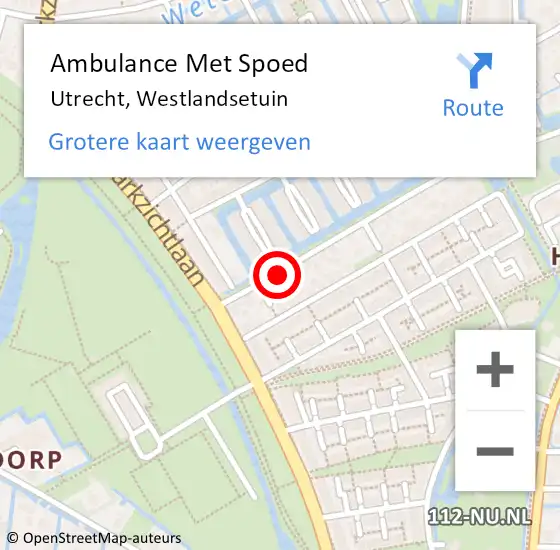 Locatie op kaart van de 112 melding: Ambulance Met Spoed Naar Utrecht, Westlandsetuin op 2 maart 2017 18:51