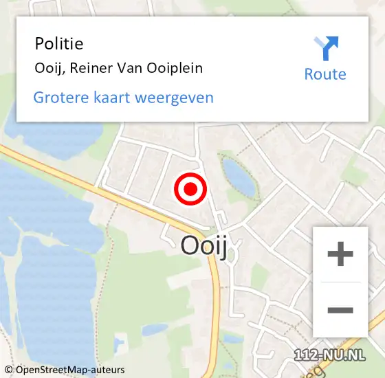 Locatie op kaart van de 112 melding: Politie Ooij, Reiner Van Ooiplein op 2 maart 2017 19:06