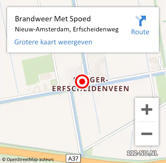 Locatie op kaart van de 112 melding: Brandweer Met Spoed Naar Nieuw-Amsterdam, Erfscheidenweg op 2 maart 2017 19:07