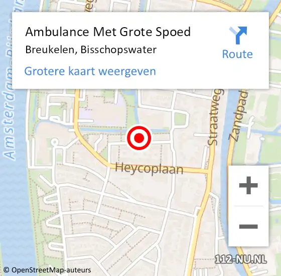 Locatie op kaart van de 112 melding: Ambulance Met Grote Spoed Naar Breukelen, Bisschopswater op 2 maart 2017 19:42