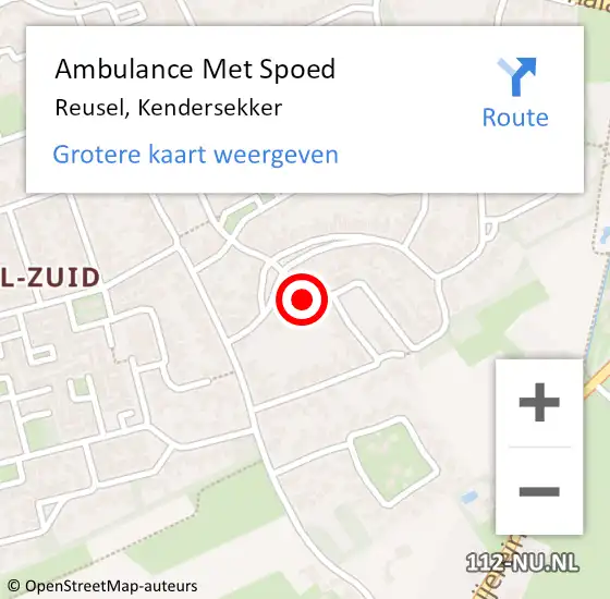 Locatie op kaart van de 112 melding: Ambulance Met Spoed Naar Reusel, Kendersekker op 2 maart 2017 19:49