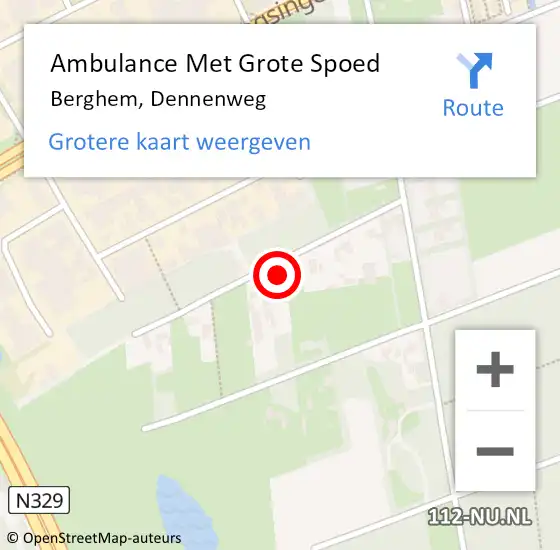 Locatie op kaart van de 112 melding: Ambulance Met Grote Spoed Naar Berghem, Dennenweg op 2 maart 2017 19:56