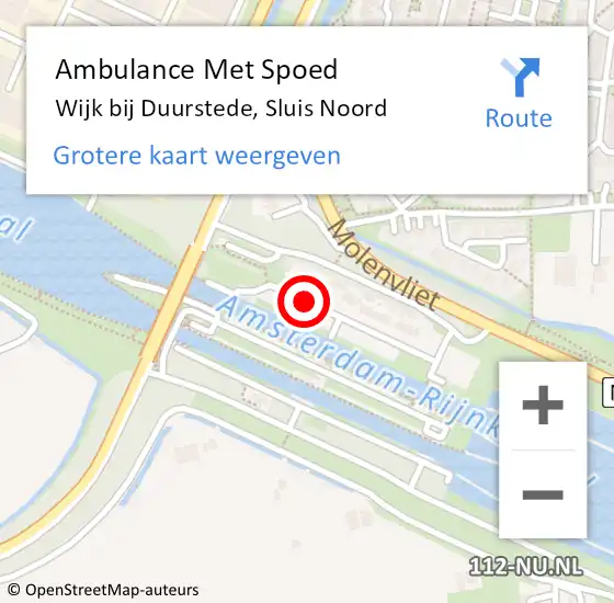 Locatie op kaart van de 112 melding: Ambulance Met Spoed Naar Wijk bij Duurstede, Sluis Noord op 2 maart 2017 19:59