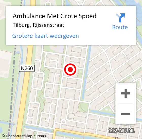 Locatie op kaart van de 112 melding: Ambulance Met Grote Spoed Naar Tilburg, Rijssenstraat op 2 maart 2017 20:02