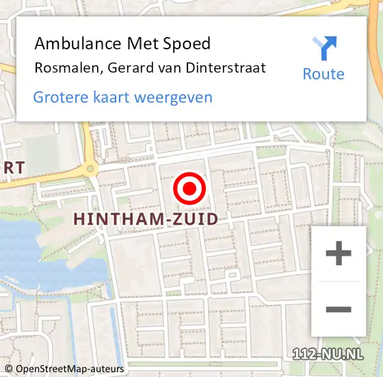 Locatie op kaart van de 112 melding: Ambulance Met Spoed Naar Rosmalen, Gerard van Dinterstraat op 2 maart 2017 20:21