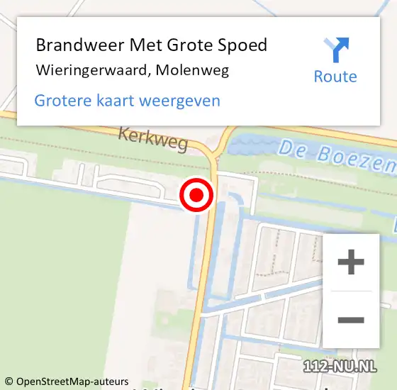 Locatie op kaart van de 112 melding: Brandweer Met Grote Spoed Naar Wieringerwaard, Molenweg op 2 maart 2017 22:12