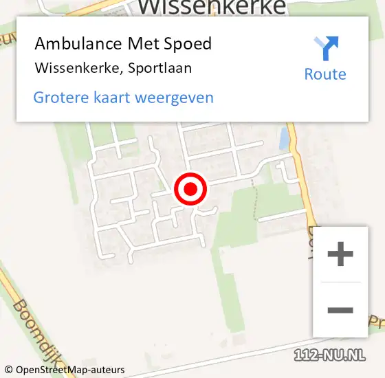 Locatie op kaart van de 112 melding: Ambulance Met Spoed Naar Wissenkerke, Sportlaan op 2 maart 2017 22:58