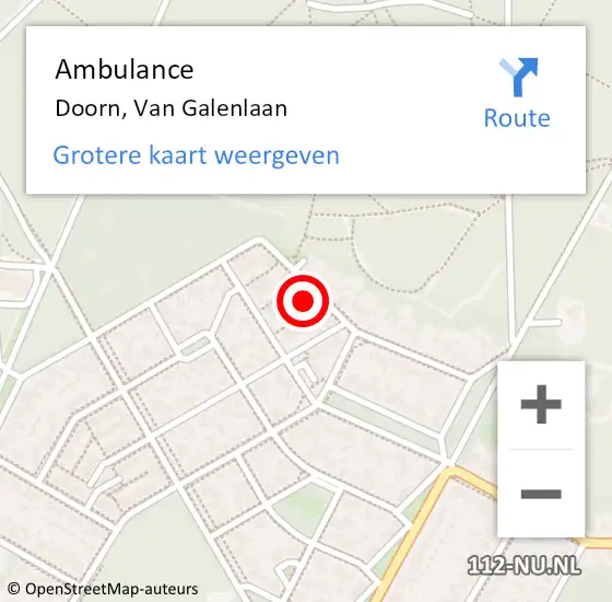 Locatie op kaart van de 112 melding: Ambulance Doorn, Van Galenlaan op 2 maart 2017 22:59