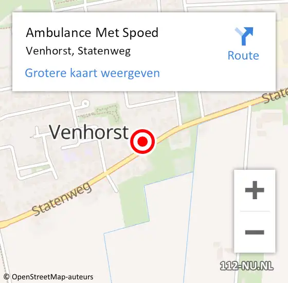 Locatie op kaart van de 112 melding: Ambulance Met Spoed Naar Venhorst, Statenweg op 2 maart 2017 23:02