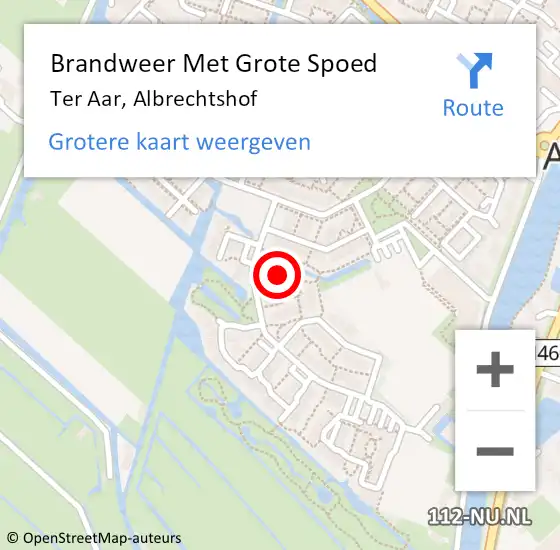 Locatie op kaart van de 112 melding: Brandweer Met Grote Spoed Naar Ter Aar, Albrechtshof op 2 maart 2017 23:26