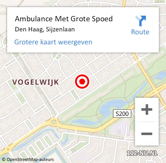 Locatie op kaart van de 112 melding: Ambulance Met Grote Spoed Naar Den Haag, Sijzenlaan op 2 maart 2017 23:37
