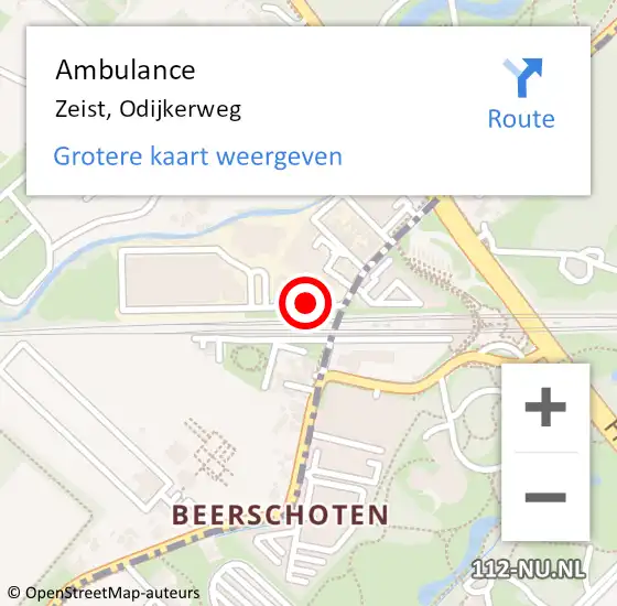 Locatie op kaart van de 112 melding: Ambulance Zeist, Odijkerweg op 3 maart 2017 02:02