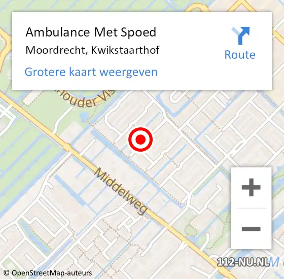 Locatie op kaart van de 112 melding: Ambulance Met Spoed Naar Moordrecht, Kwikstaarthof op 3 maart 2017 04:27