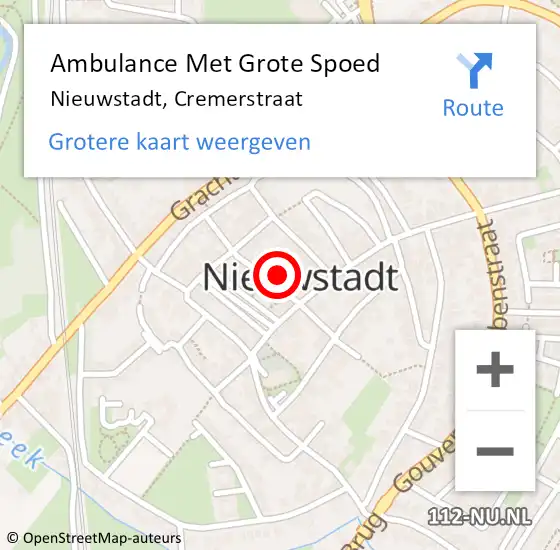 Locatie op kaart van de 112 melding: Ambulance Met Grote Spoed Naar Nieuwstadt, Cremerstraat op 3 maart 2017 04:35