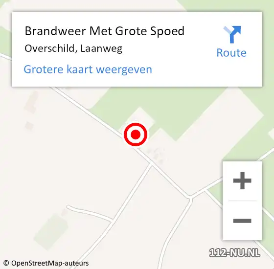 Locatie op kaart van de 112 melding: Brandweer Met Grote Spoed Naar Overschild, Laanweg op 3 maart 2017 05:22