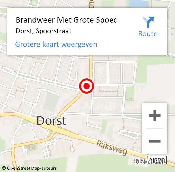 Locatie op kaart van de 112 melding: Brandweer Met Grote Spoed Naar Dorst, Spoorstraat op 3 maart 2017 06:46