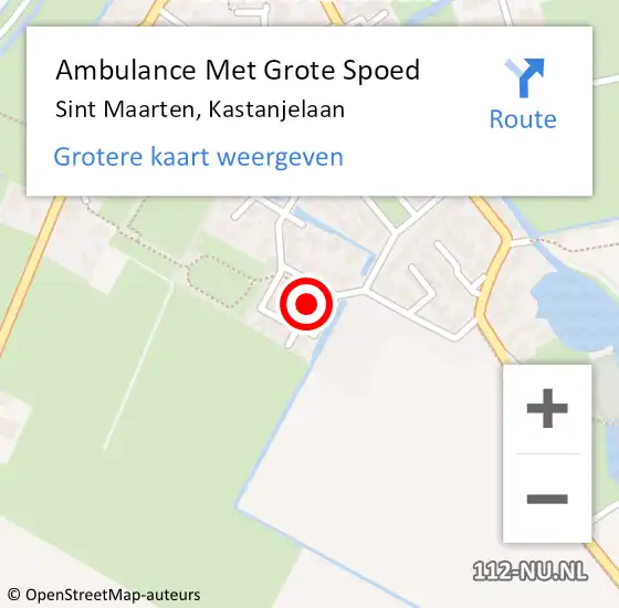 Locatie op kaart van de 112 melding: Ambulance Met Grote Spoed Naar Sint Maarten, Kastanjelaan op 3 maart 2017 07:07