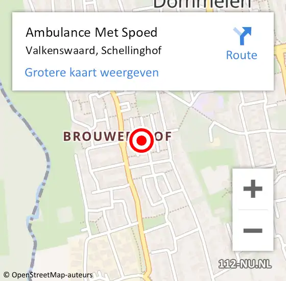 Locatie op kaart van de 112 melding: Ambulance Met Spoed Naar Valkenswaard, Schellinghof op 3 maart 2017 08:19