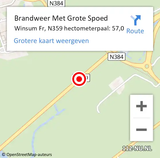 Locatie op kaart van de 112 melding: Brandweer Met Grote Spoed Naar Winsum Fr, N359 hectometerpaal: 57,0 op 3 maart 2017 08:30