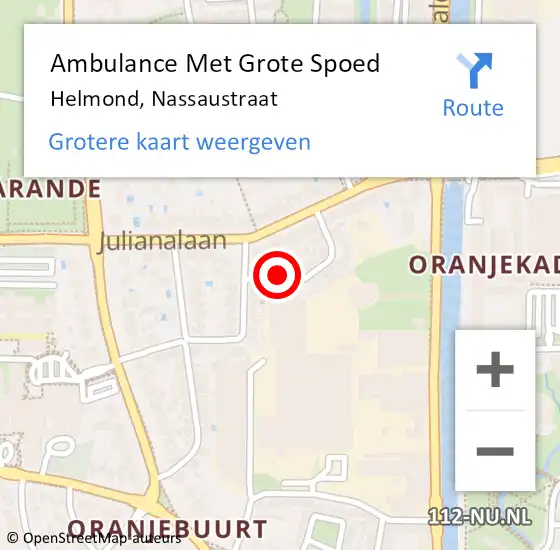Locatie op kaart van de 112 melding: Ambulance Met Grote Spoed Naar Helmond, Nassaustraat op 3 maart 2017 08:46