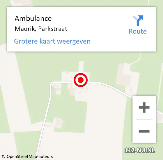 Locatie op kaart van de 112 melding: Ambulance Maurik, Parkstraat op 3 maart 2017 08:46