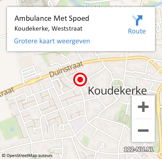 Locatie op kaart van de 112 melding: Ambulance Met Spoed Naar Koudekerke, Weststraat op 3 maart 2017 08:52