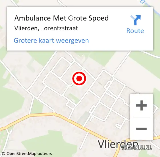 Locatie op kaart van de 112 melding: Ambulance Met Grote Spoed Naar Vlierden, Lorentzstraat op 3 maart 2017 09:22