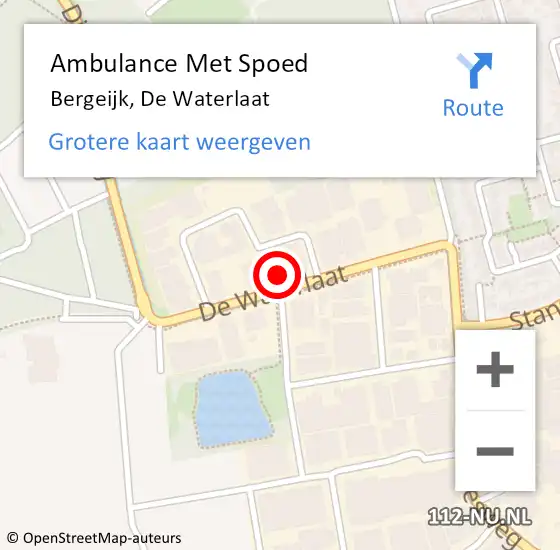 Locatie op kaart van de 112 melding: Ambulance Met Spoed Naar Bergeijk, De Waterlaat op 3 maart 2017 09:30