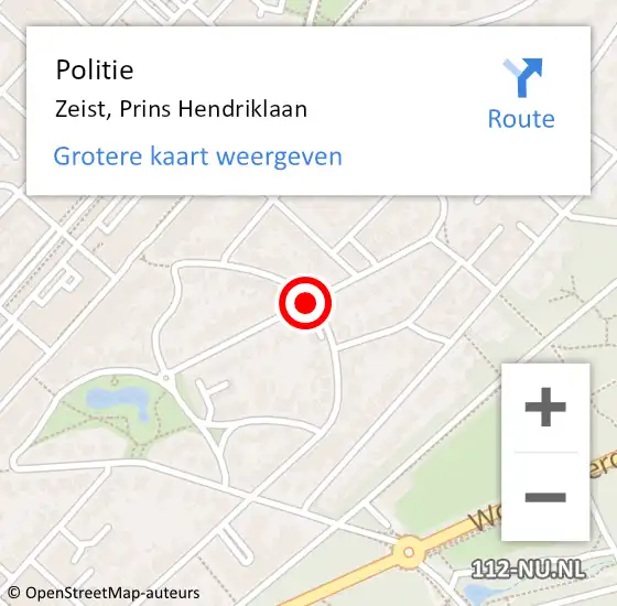 Locatie op kaart van de 112 melding: Politie Zeist, Prins Hendriklaan op 3 maart 2017 09:46