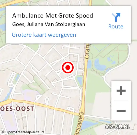 Locatie op kaart van de 112 melding: Ambulance Met Grote Spoed Naar Goes, Juliana Van Stolberglaan op 3 maart 2017 10:03