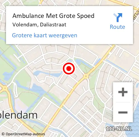 Locatie op kaart van de 112 melding: Ambulance Met Grote Spoed Naar Volendam, Daliastraat op 3 maart 2017 10:49